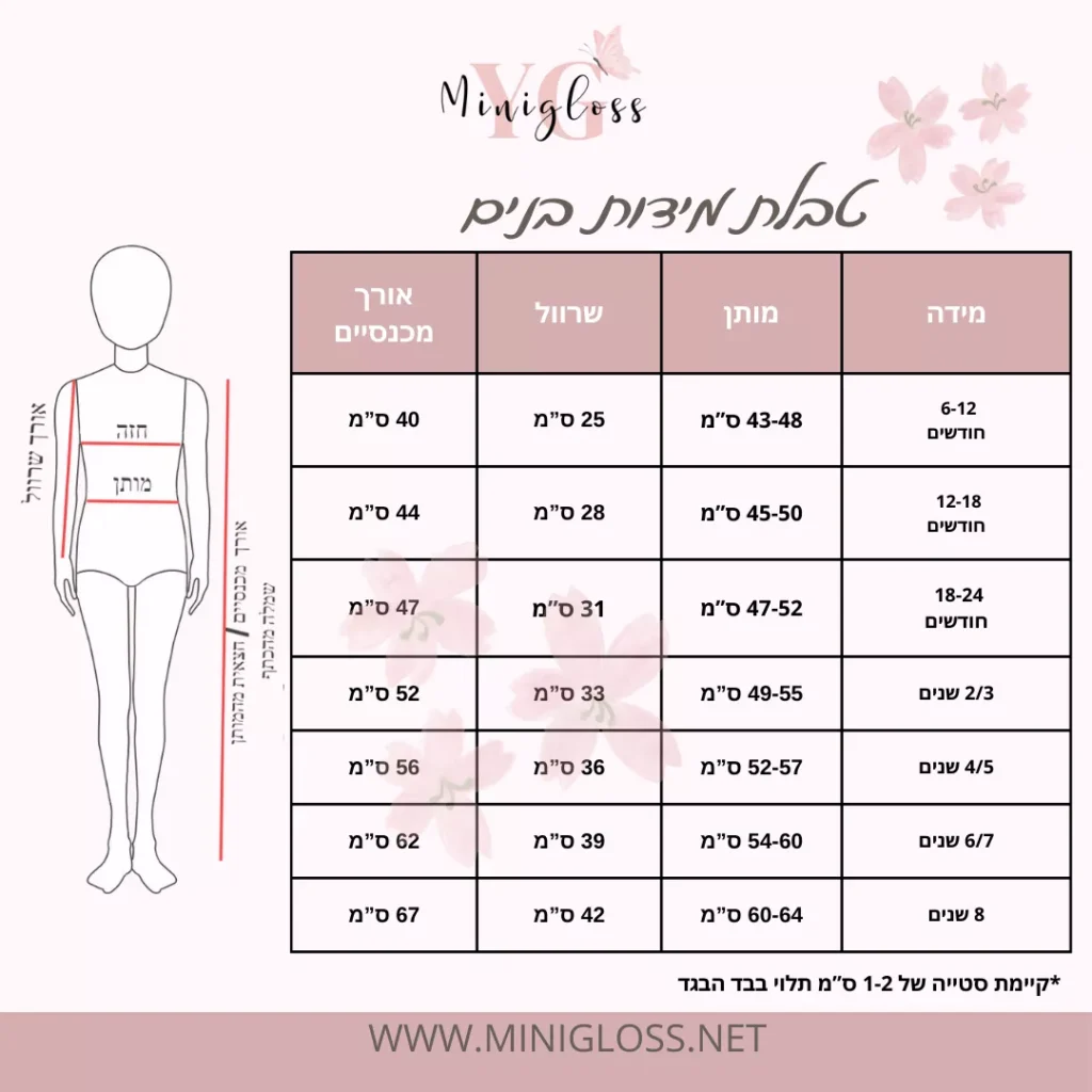 טבלת מידות מיניגלוס